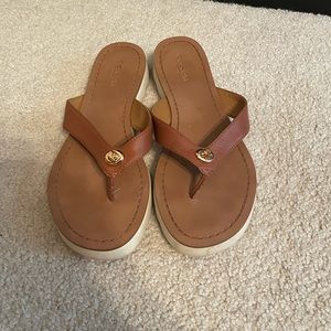 COACH Leather Twist Lock Shelly Sandals